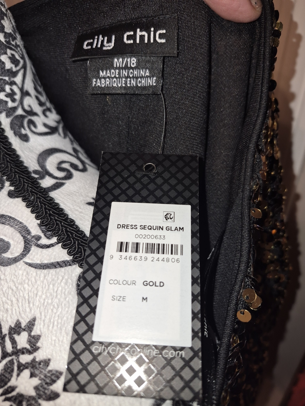 NWT - City Chic Gold Sequin Midi Dress - M(18W) - Picture 6 of 6